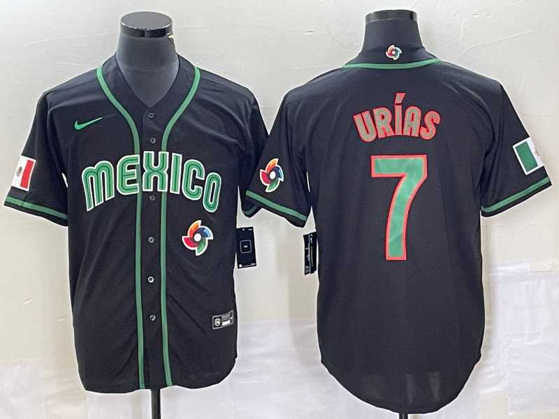Men%27s Mexico Baseball #7 Julio Urias 2023 Black World Classic Stitched Jersey1